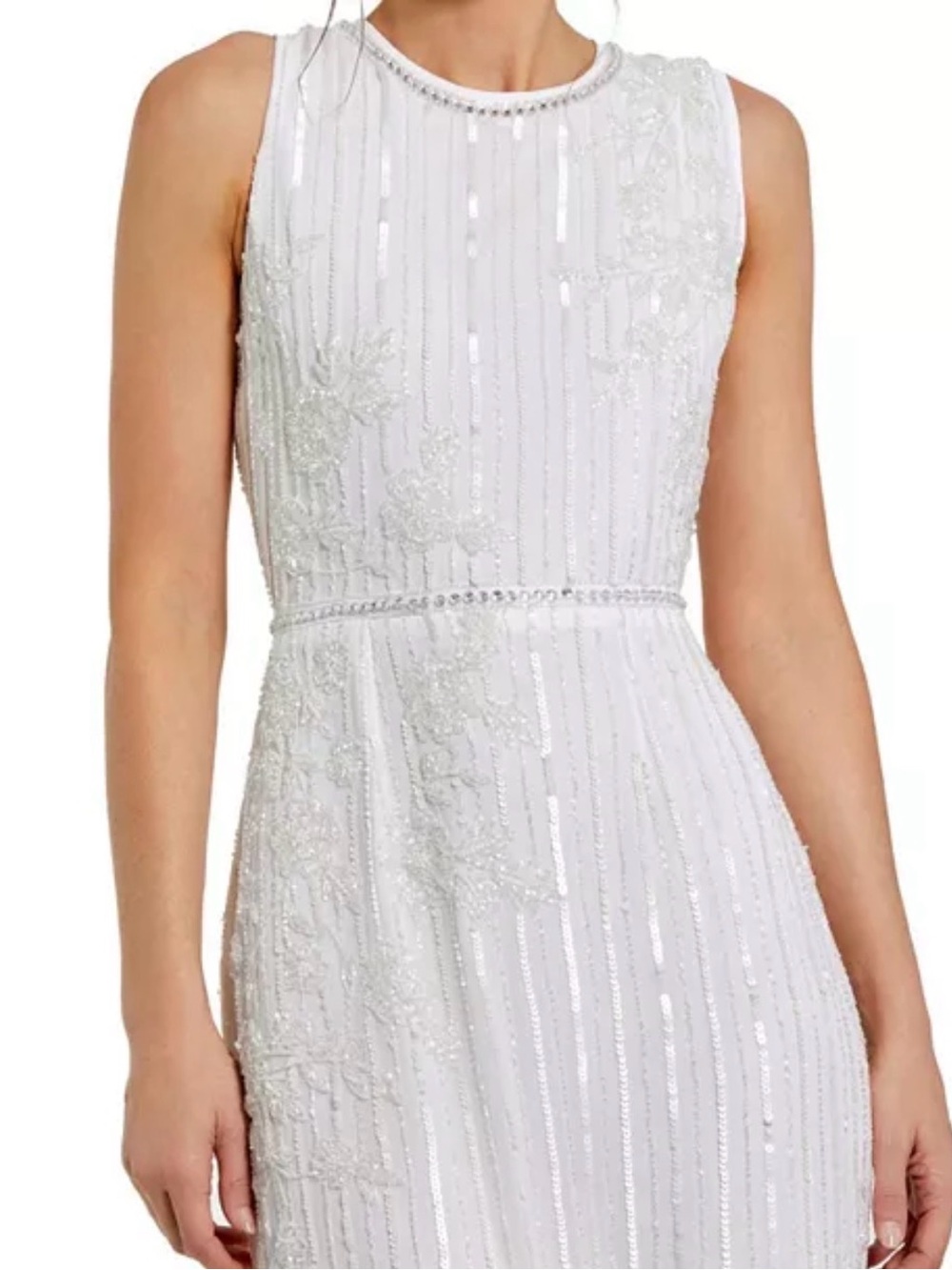Mac Duggal Ivory Beaded Sleeveless Midi Dress - Picture 3 of 8
